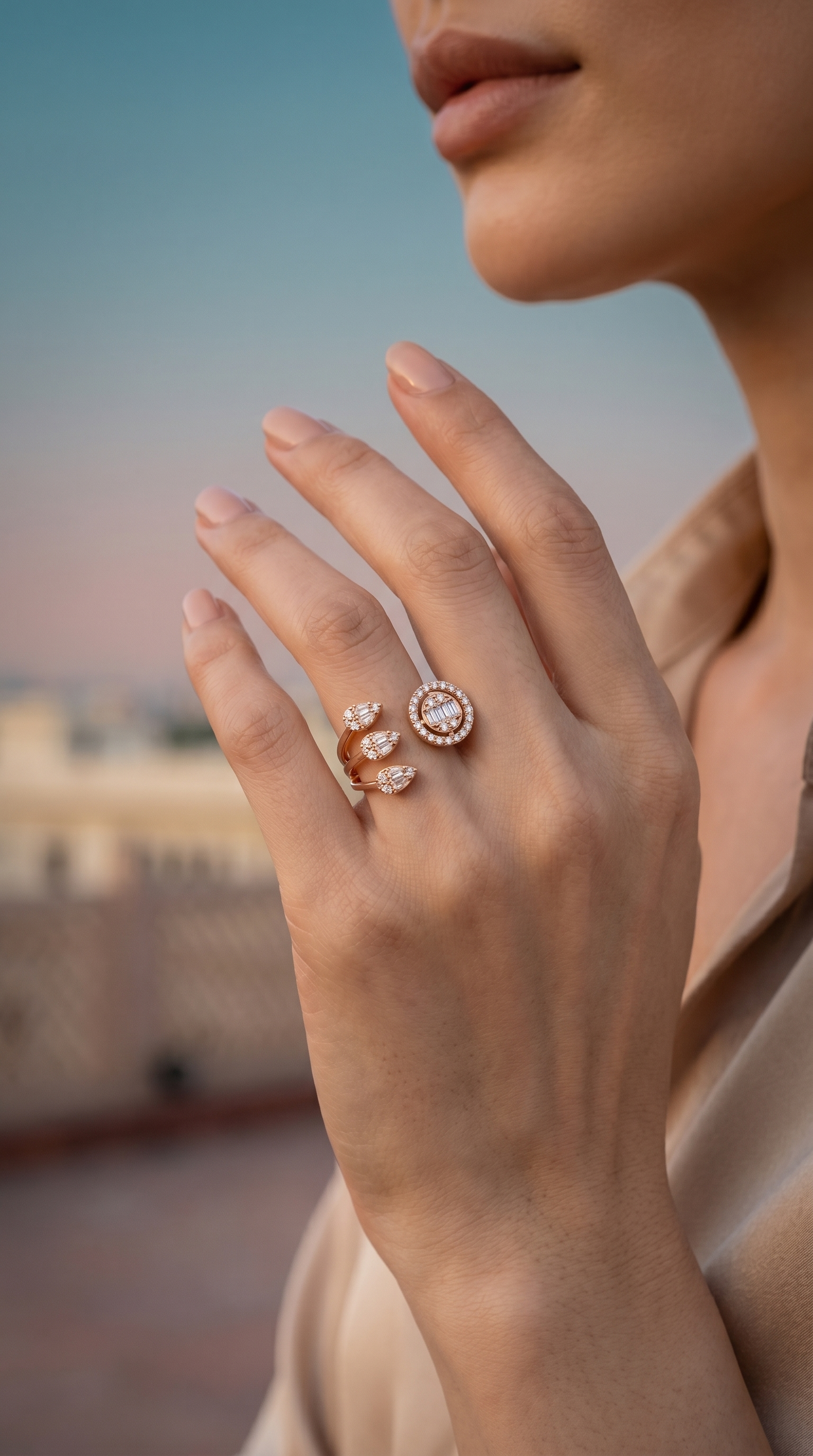 Golden Talons 18K Gold Statement Ring with Stones