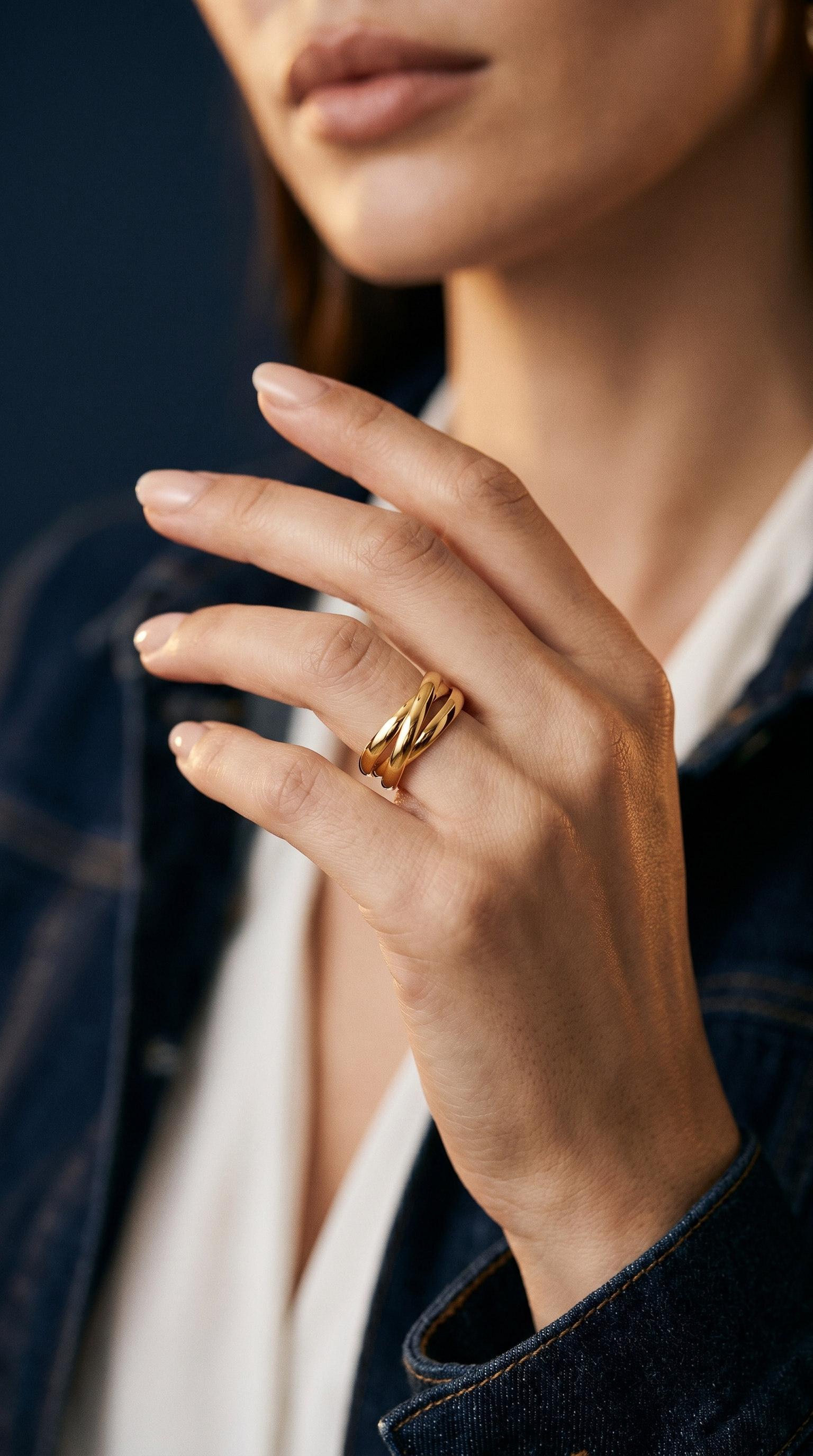 Trinity Band 18K Gold Rolling Ring