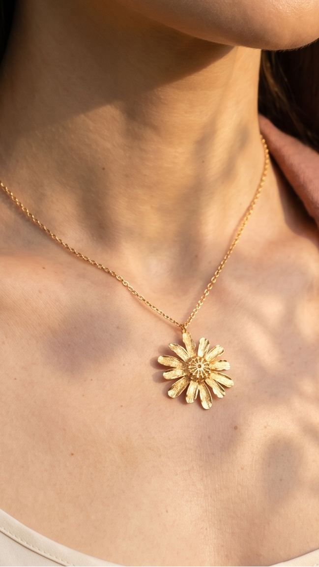 Desert Sunflower 18K Gold  Necklace