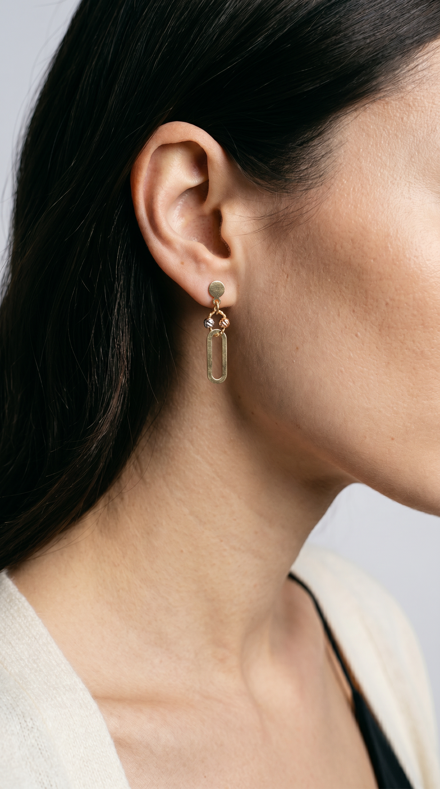 Luminous Links 18K Tri-Tone Drop Stud Earrings