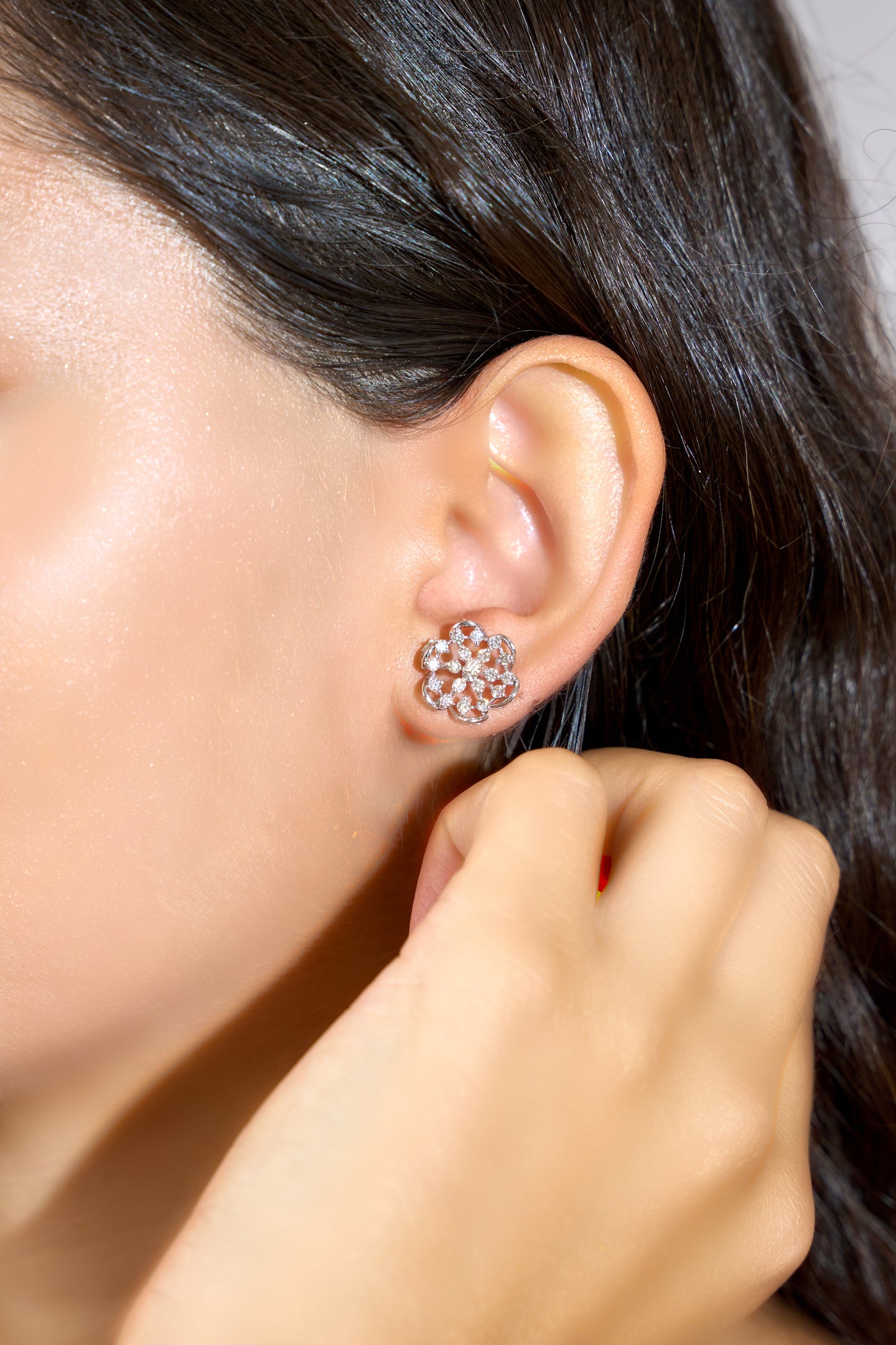 18K Dewdrop Petals with Stunning Diamonds Earrings