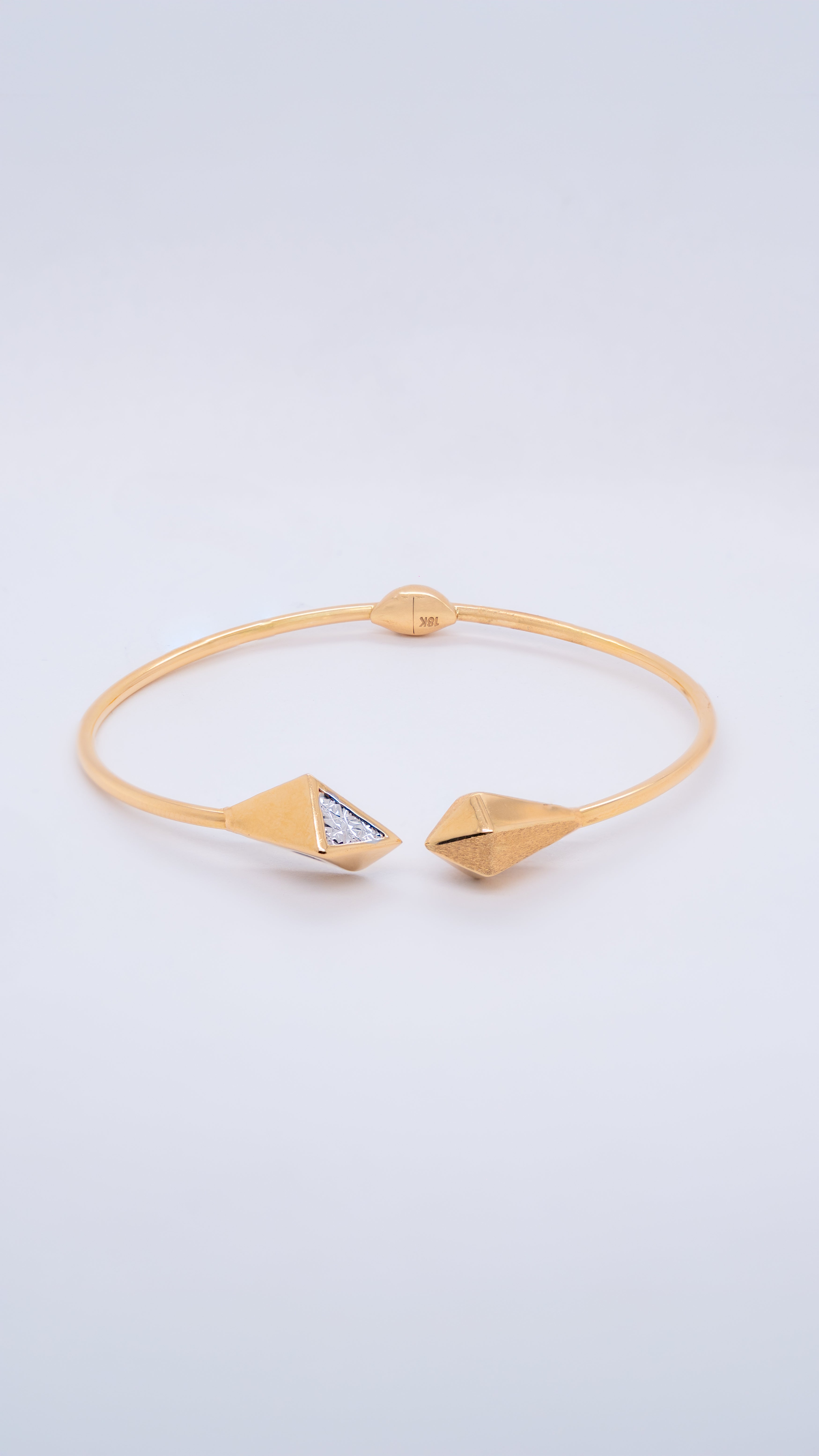 Prismatic Torque 18K Gold Pyramid Cuff Bracelet