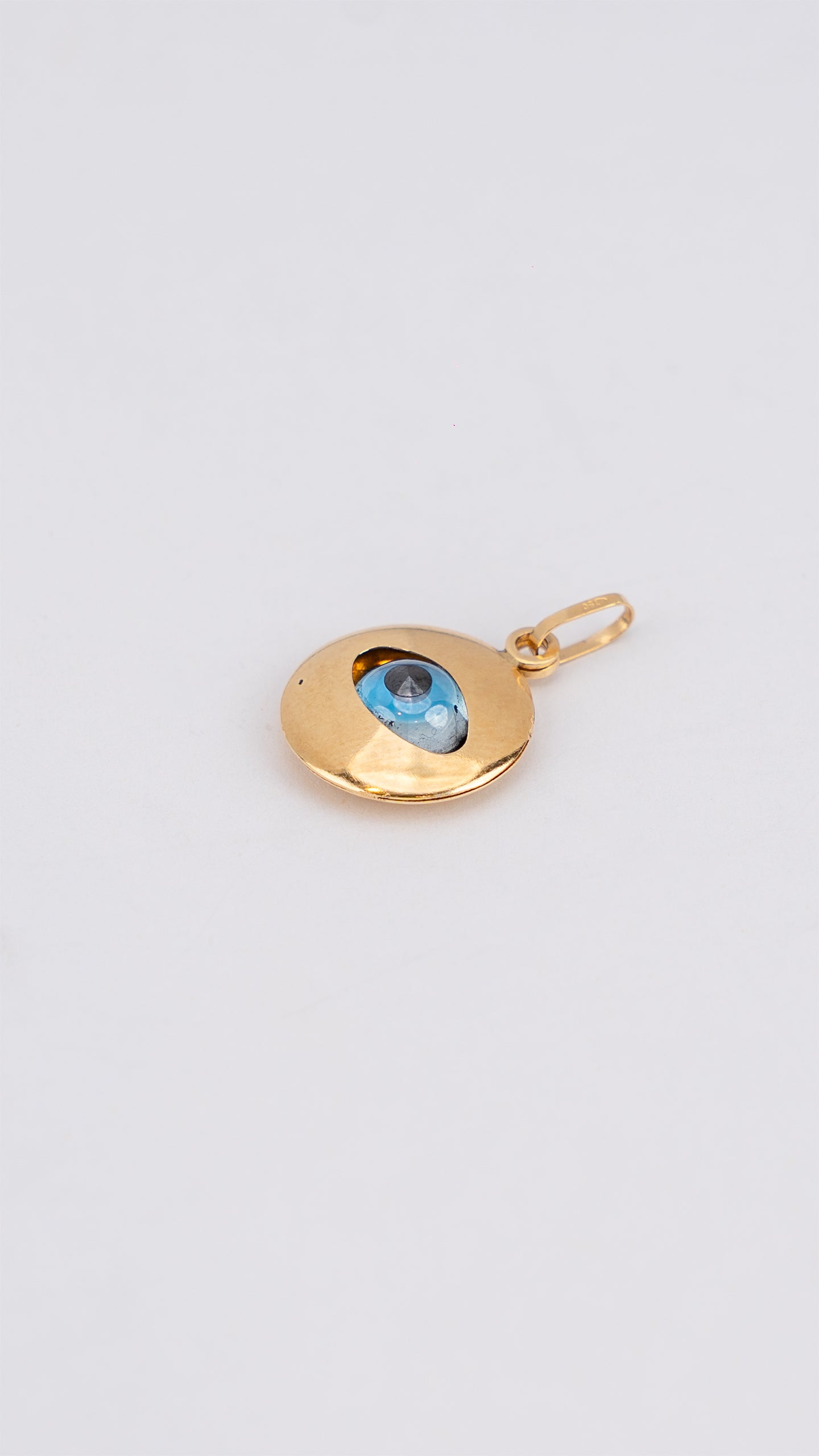 Gold Iris Halo Evil Eye 18K Pendant with Blue Nazar Stone