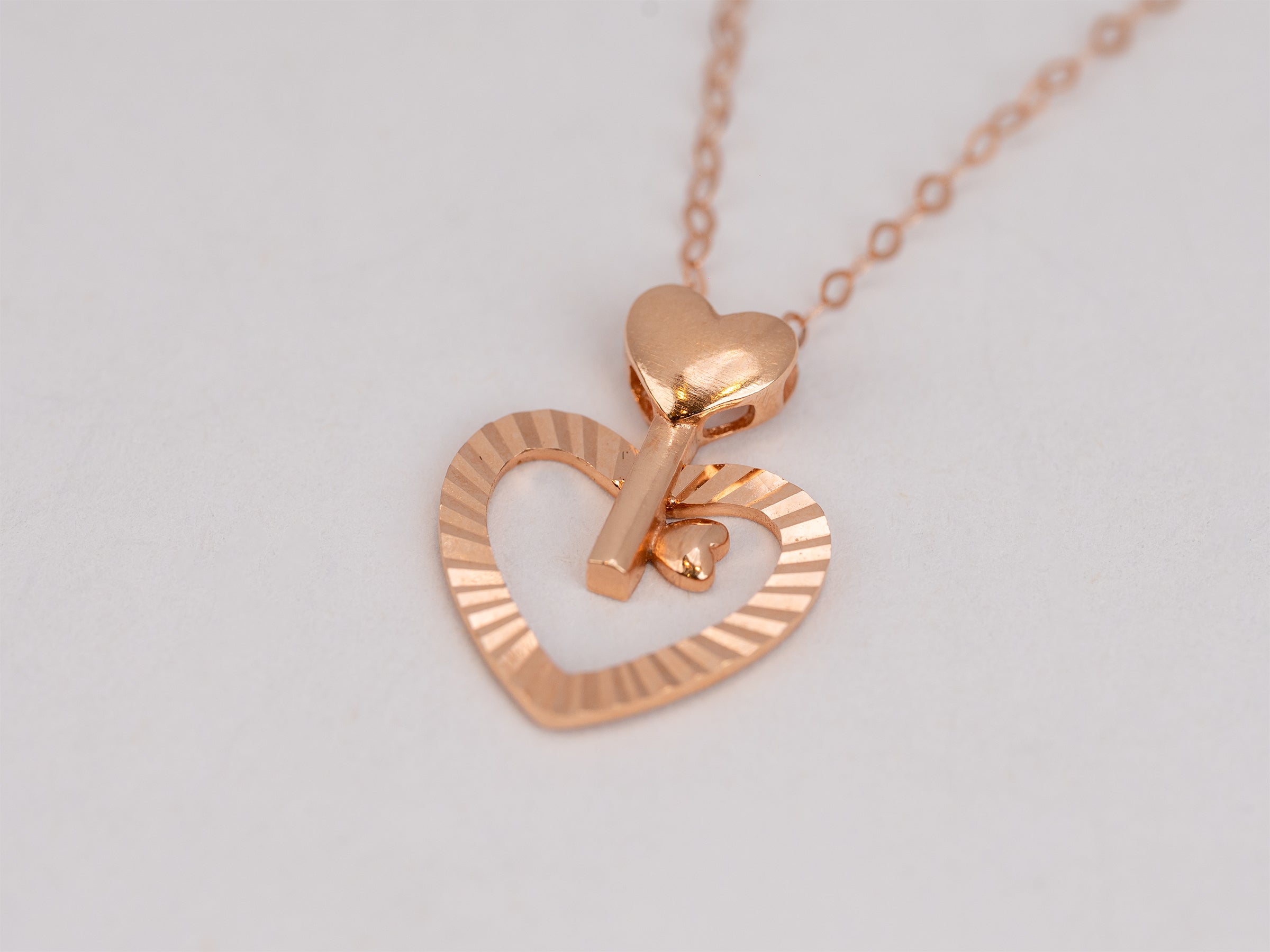 18K Rose Gold Key to Heart Necklace