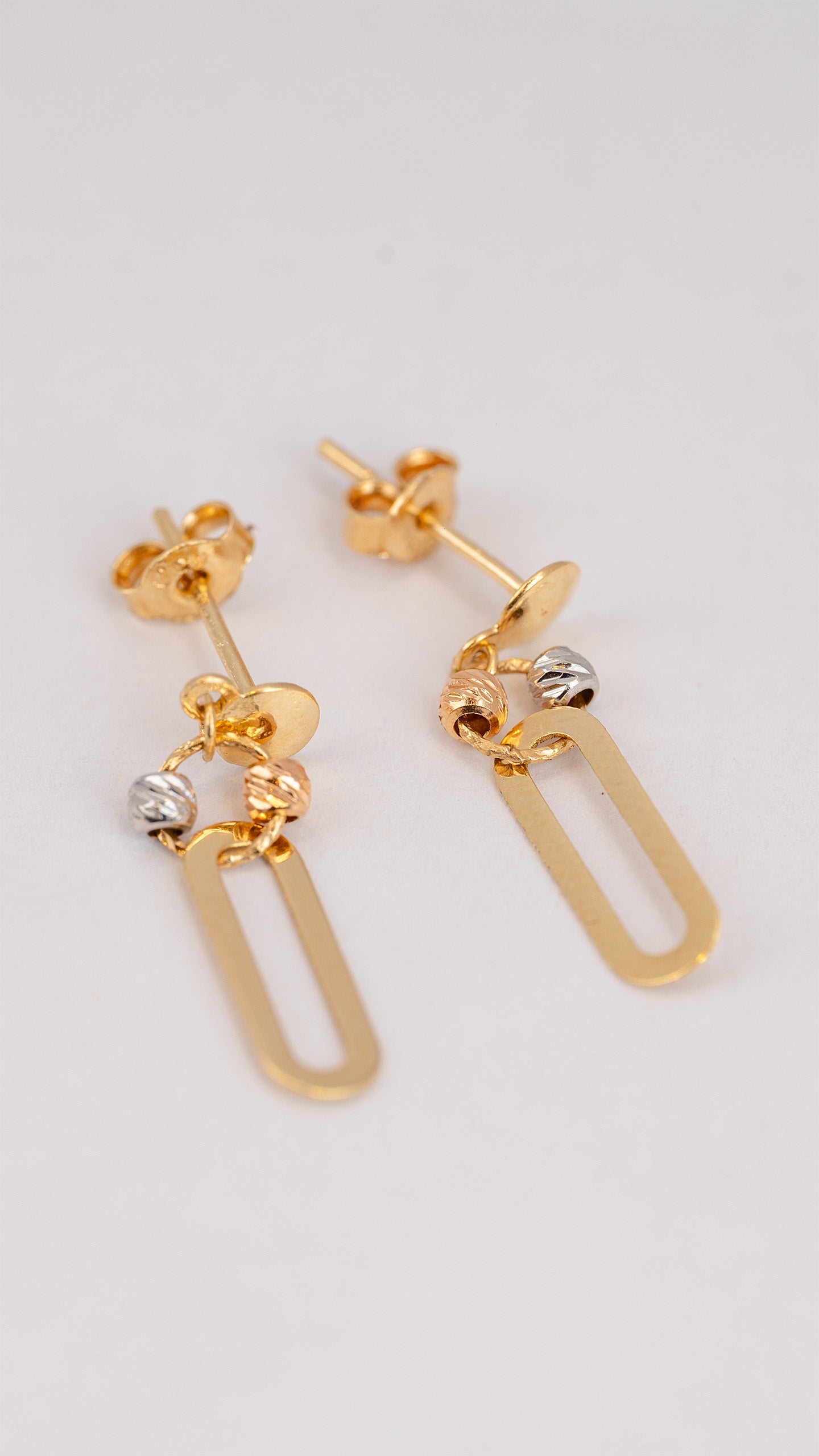 Luminous Links 18K Tri-Tone Drop Stud Earrings