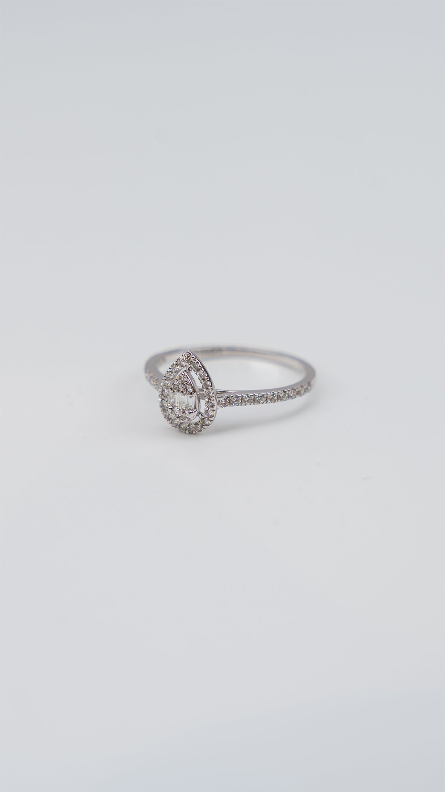 Luminescent Crown Diamond Ring in 18K White Gold