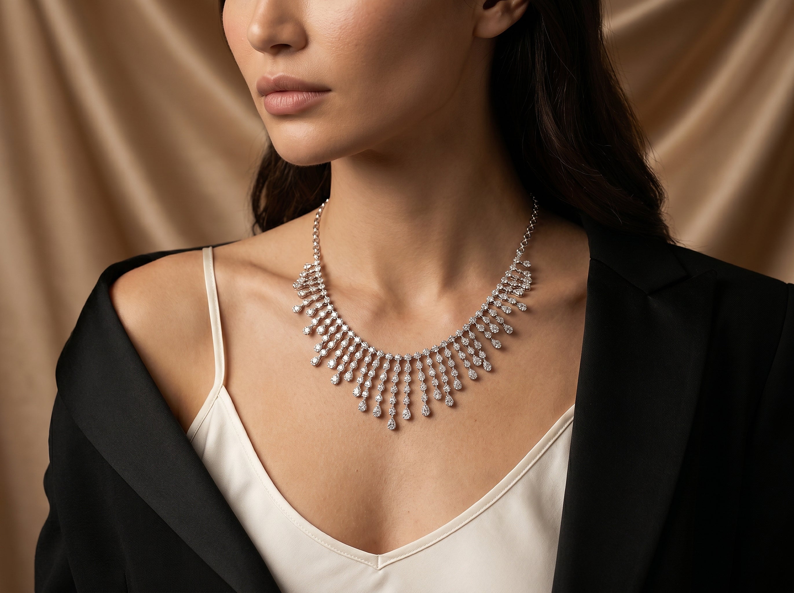 Glacial Shower Diamond Necklace in 18K Gold