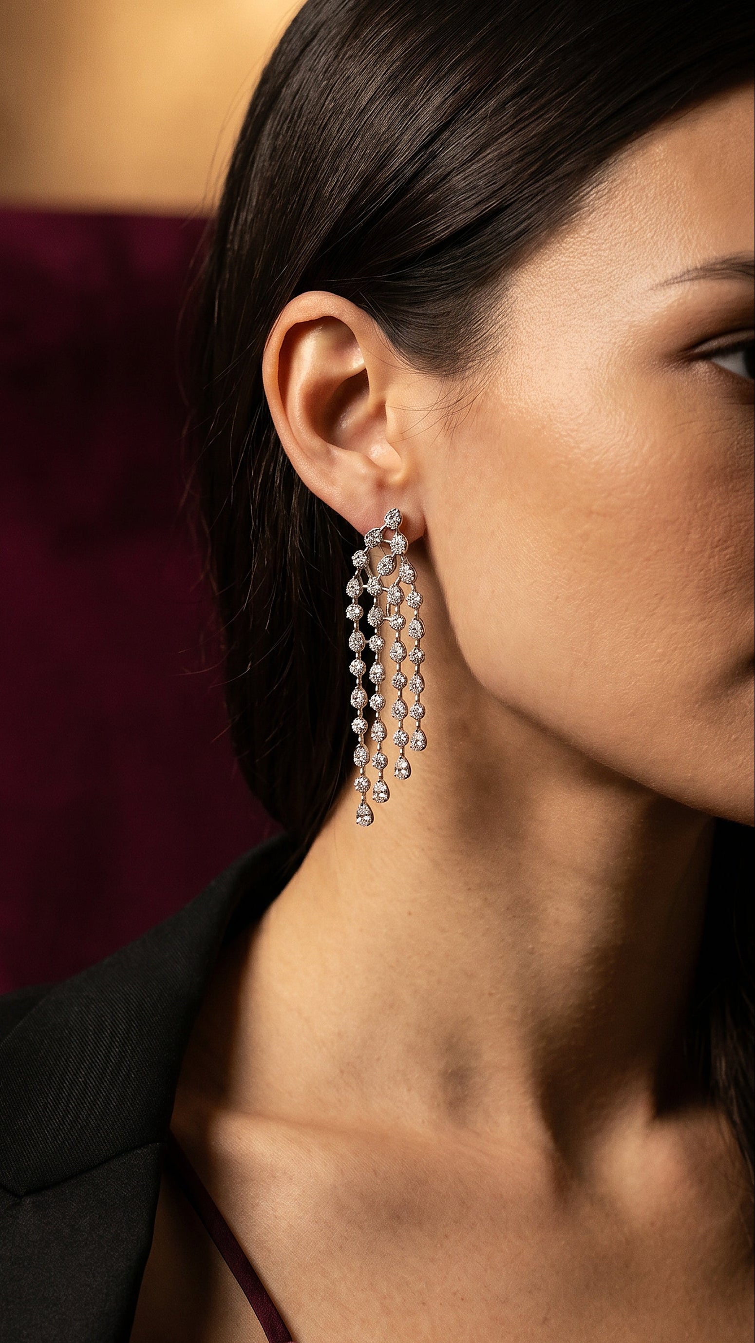 Glacial Shower Diamond Chandelier Earrings in 18K Gold