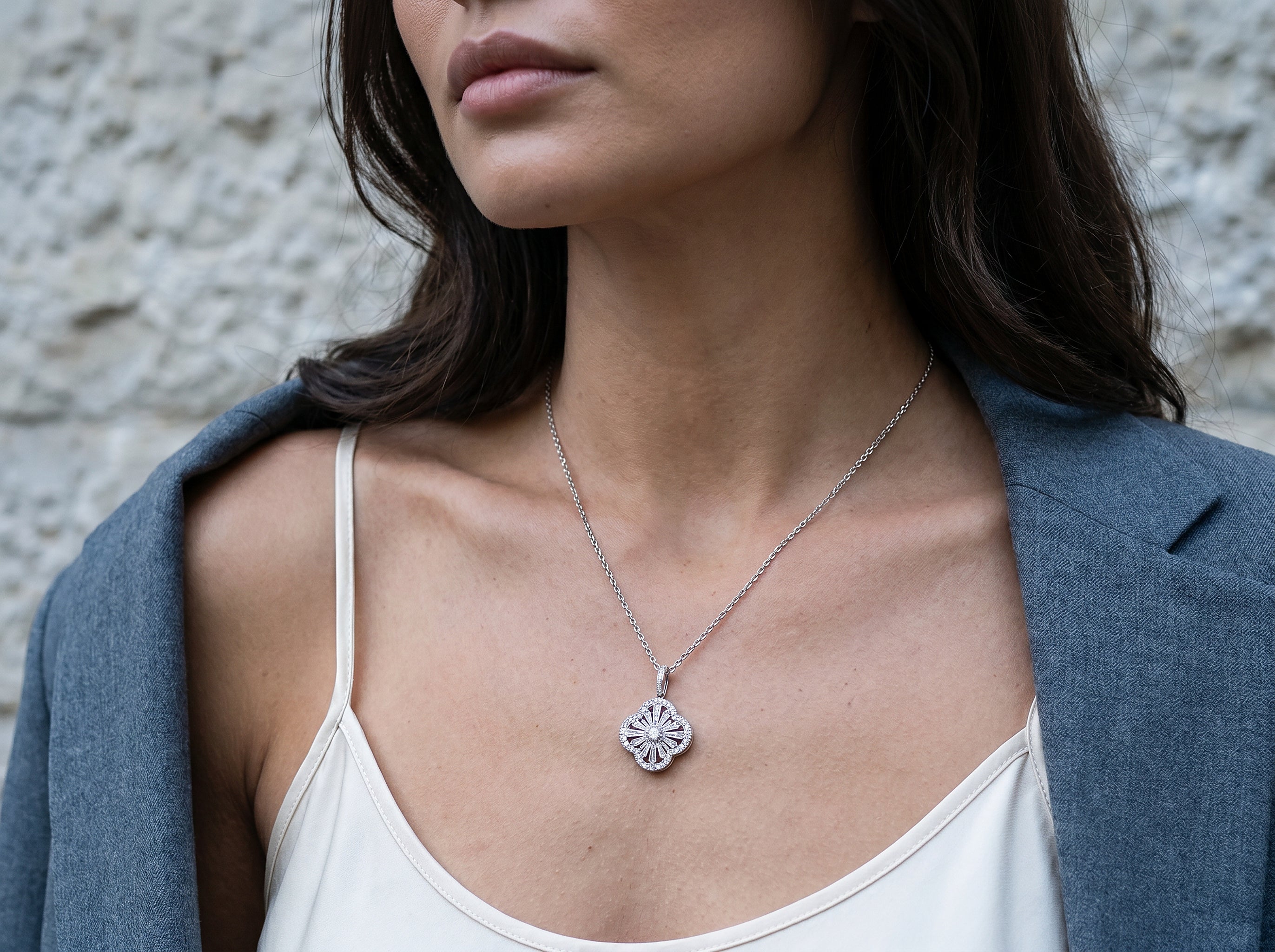 Cosmic Clover Diamond Necklace in 18K Gold
