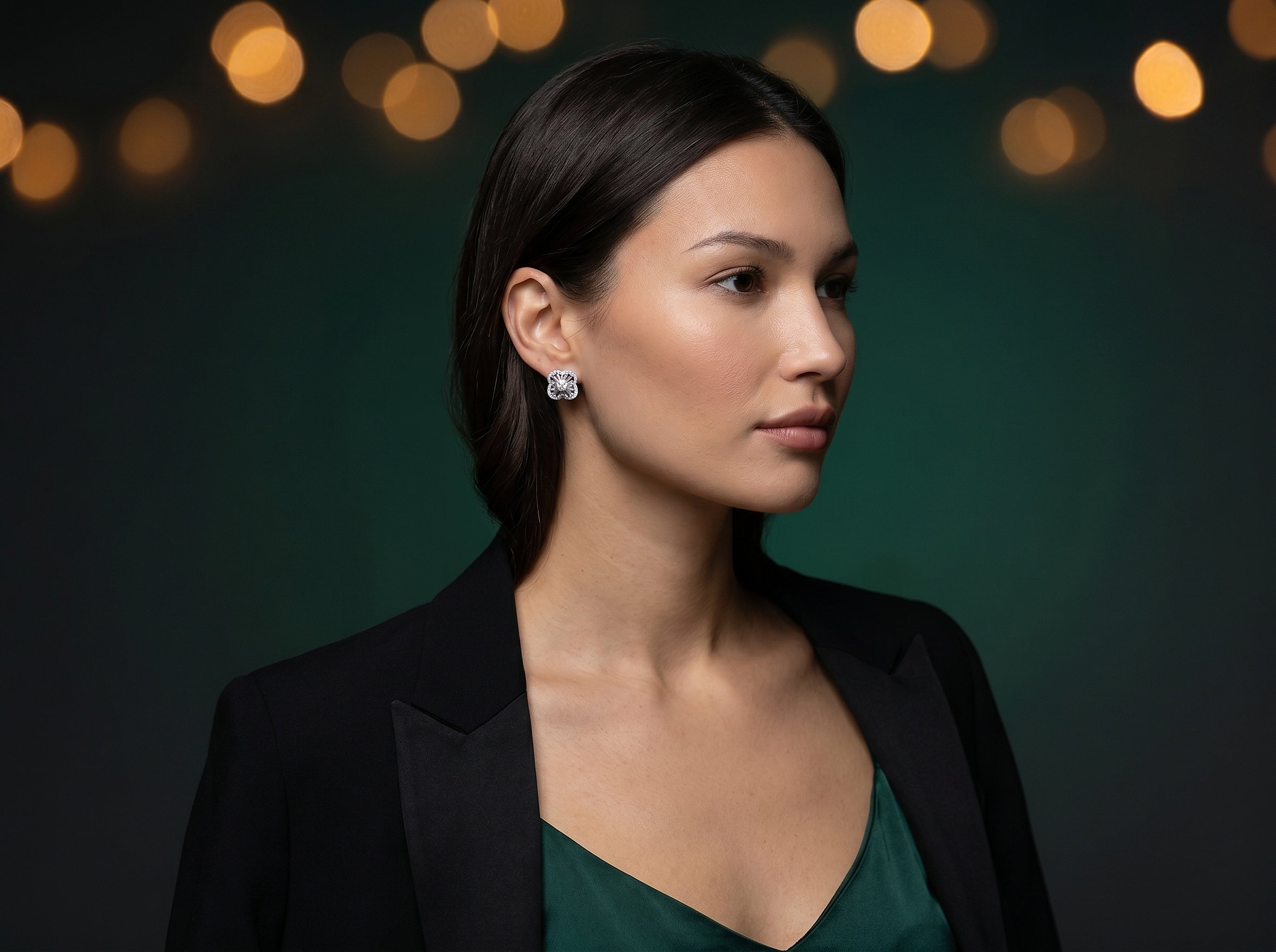 Cosmic Clover Diamond Earrings in 18K Gold