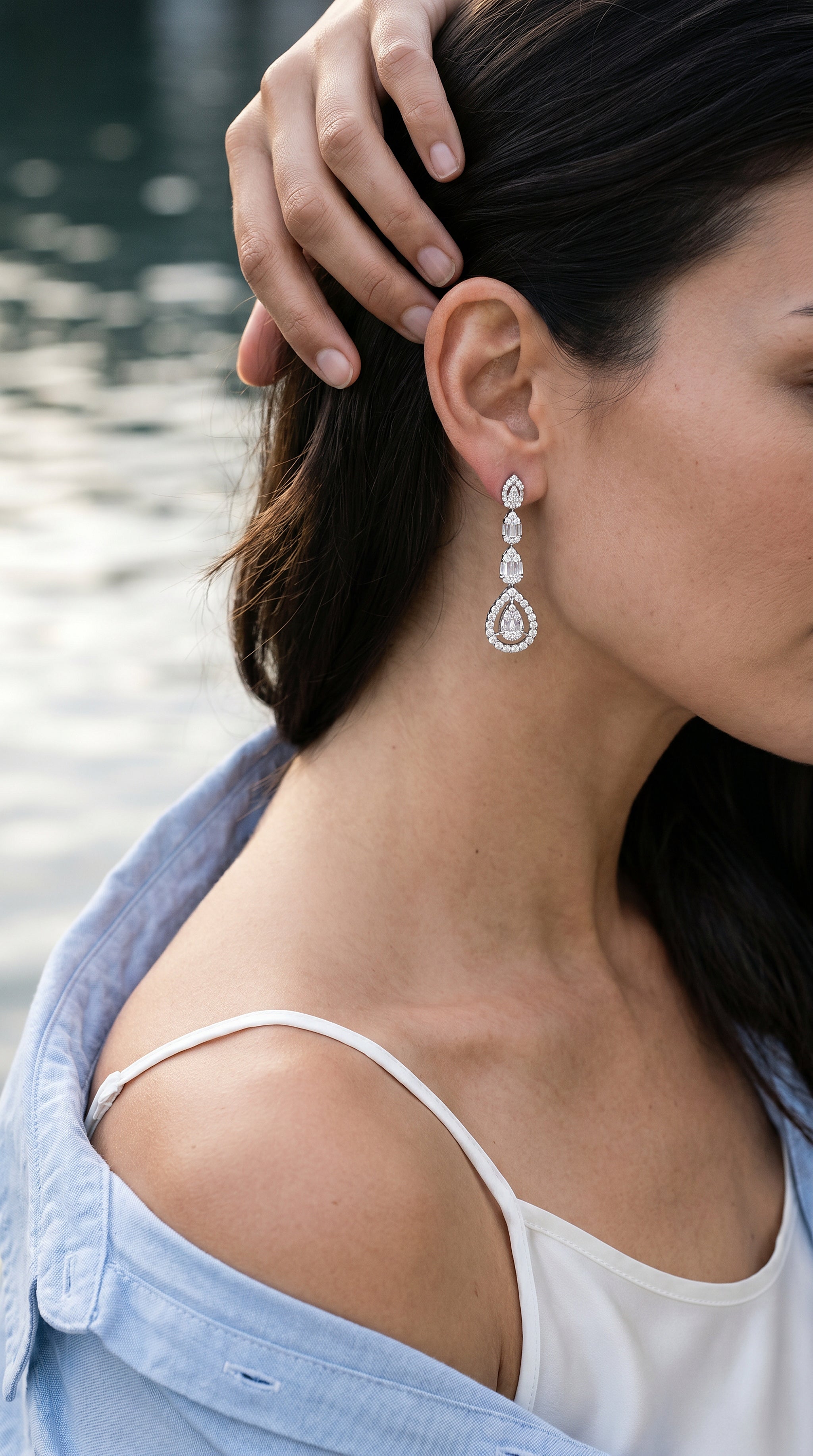 Frozen Rainfall Diamond Drop Earrings in 18K Gold