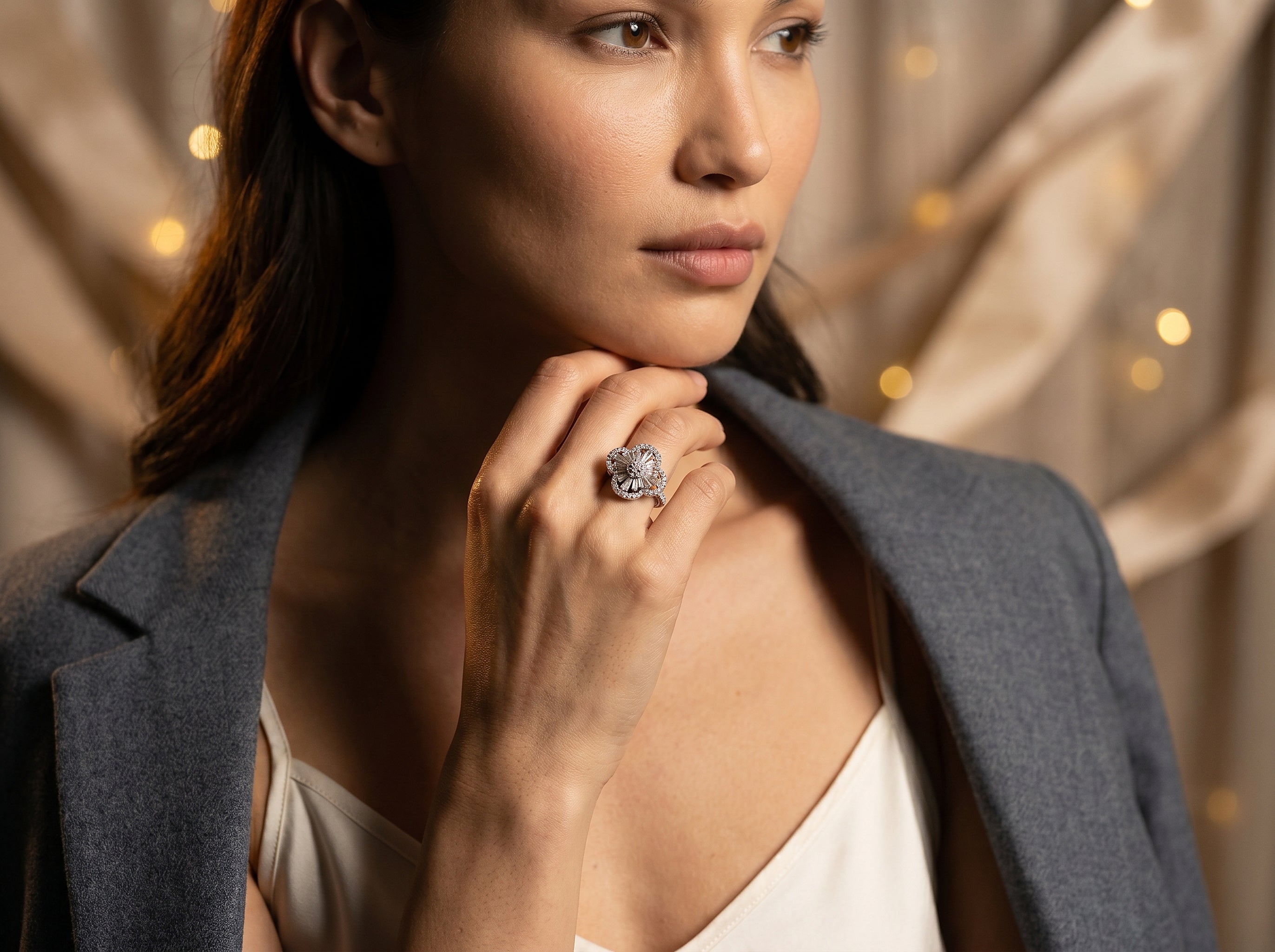 Cosmic Clover Diamond Ring in 18K Gold
