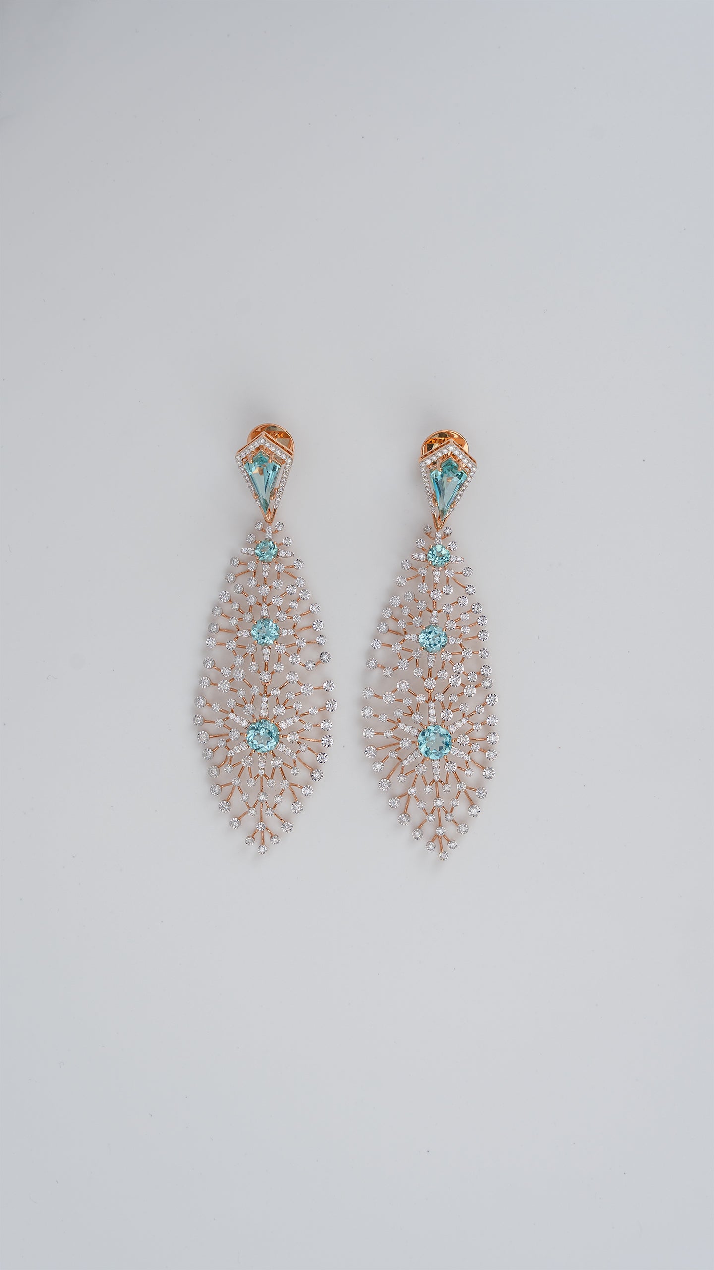 Seafoam Stardust Diamond Chandelier Earrings in 18K Gold