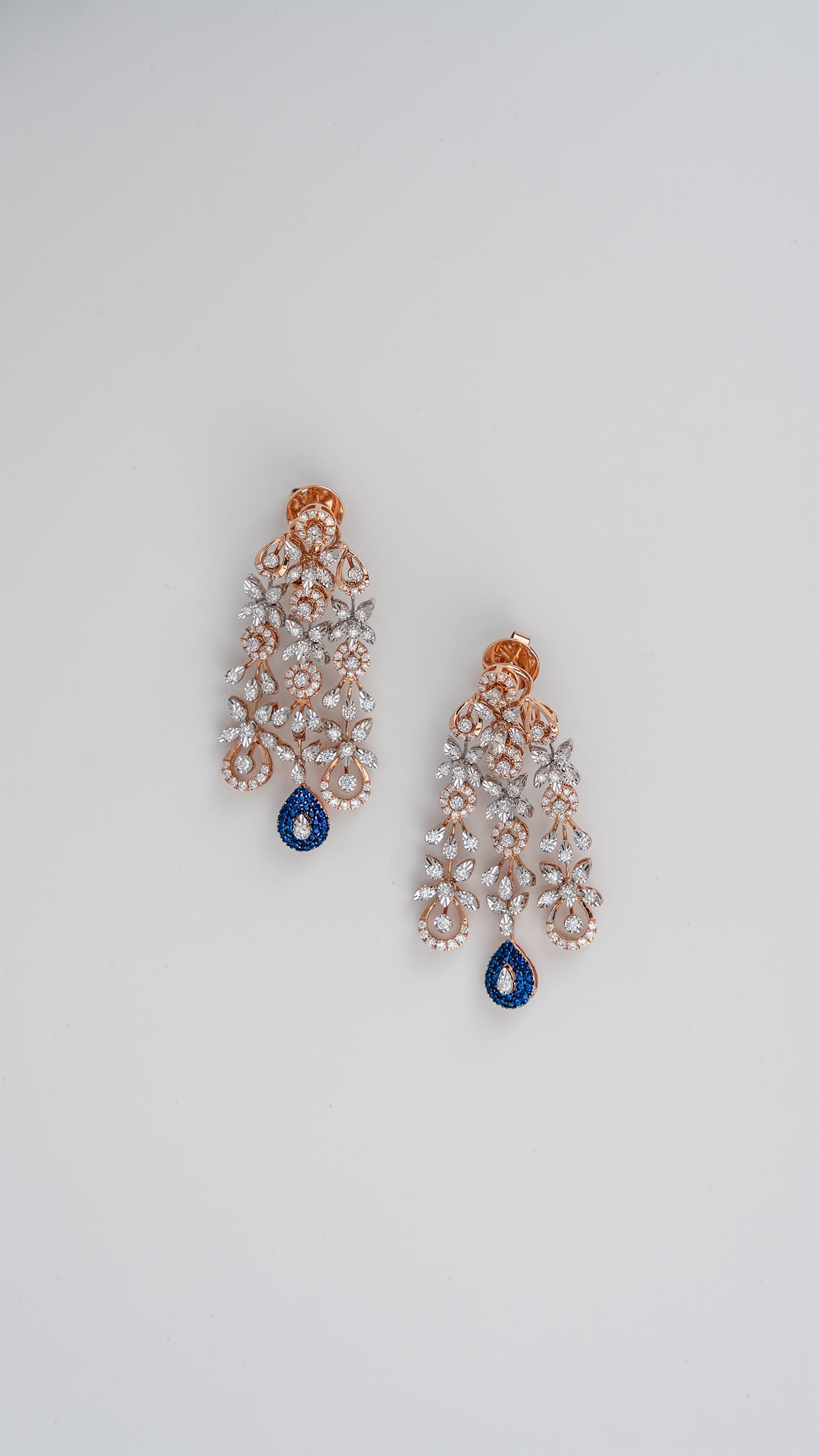 Royal Indigo Diamond & Sapphire Earrings in 14K Gold