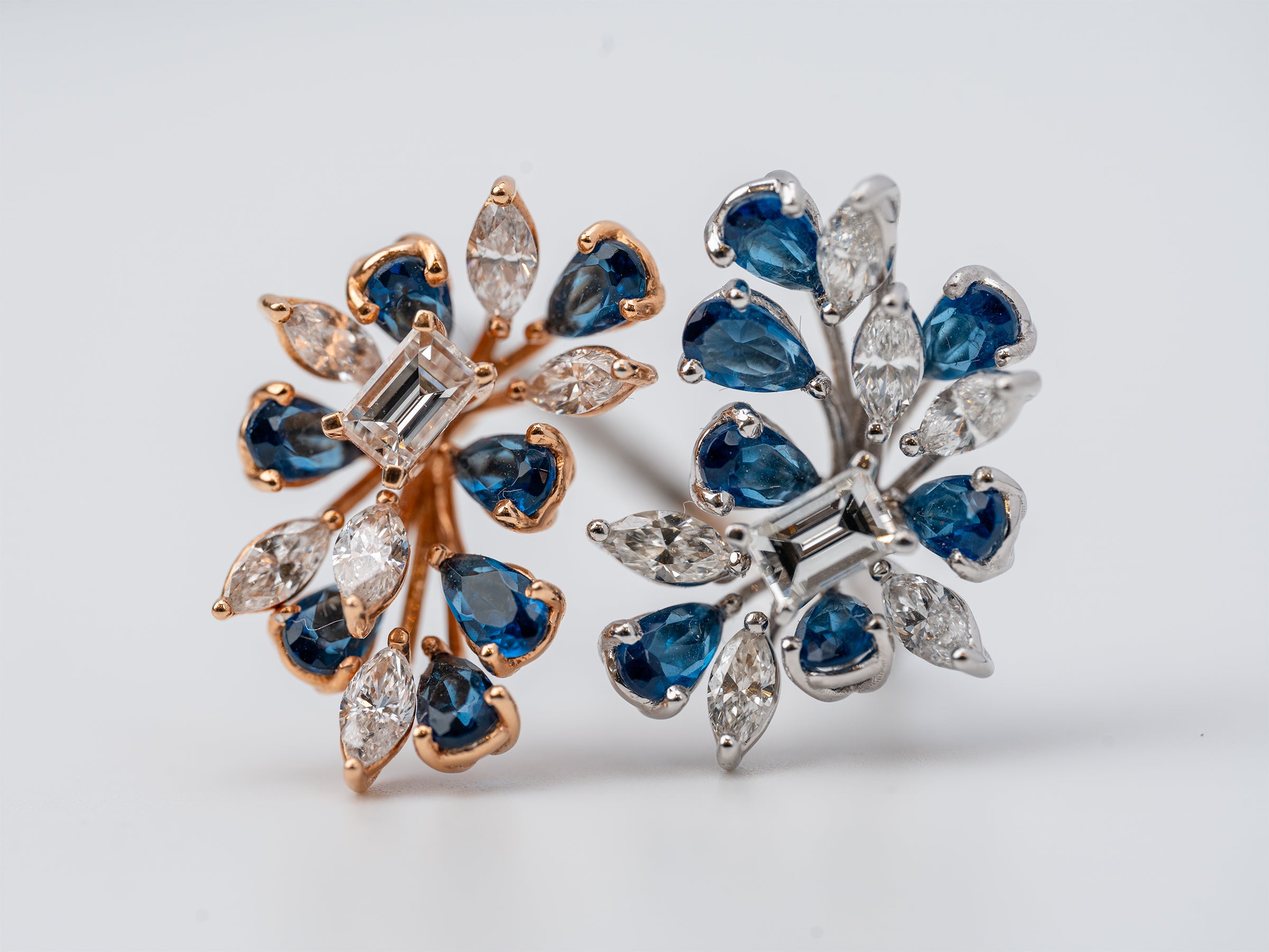 Royal Indigo Diamond & Sapphire Open Ring in 18K Gold