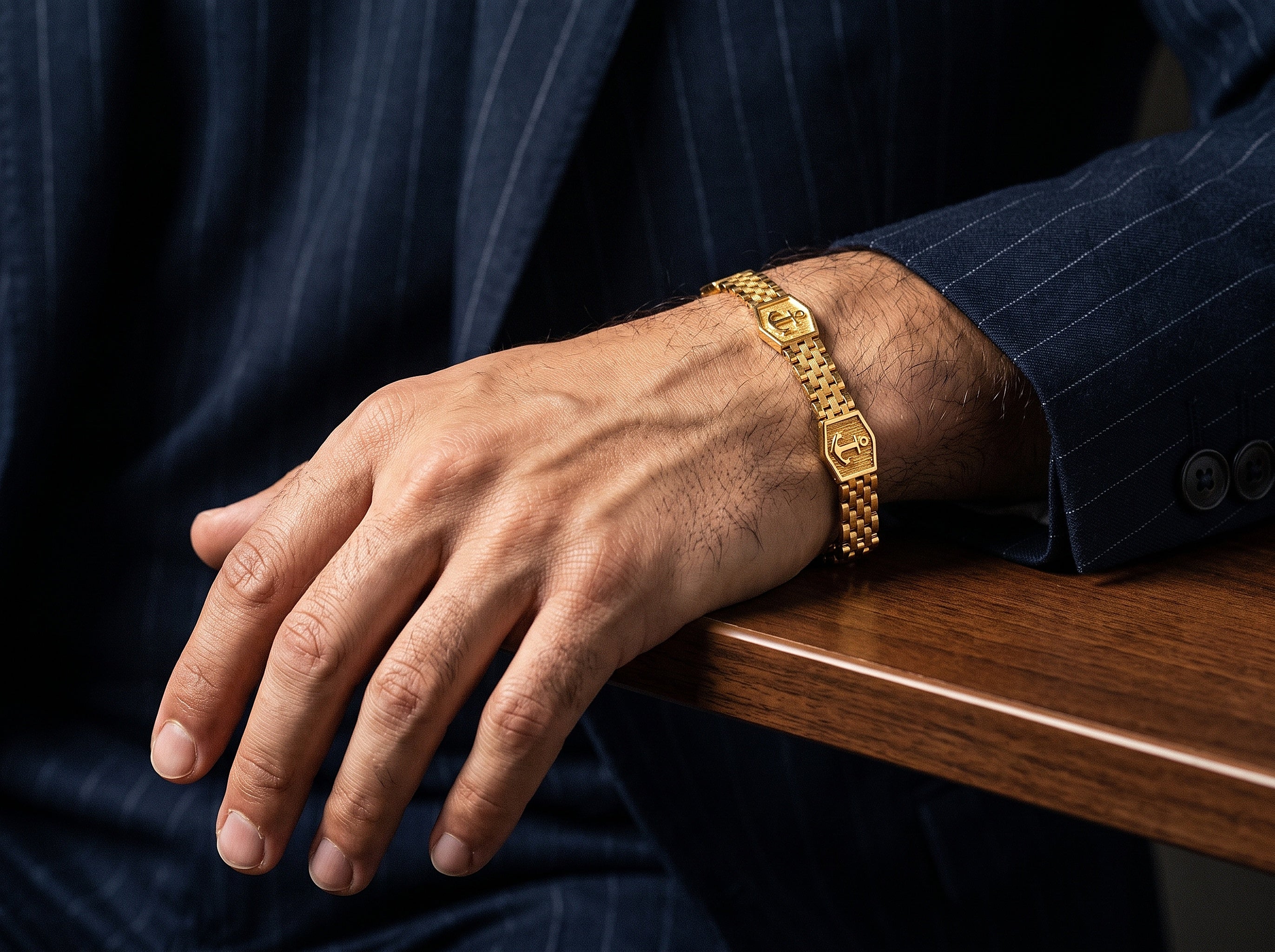 Anchor Dynasty 22K Gold Men's Bracelet