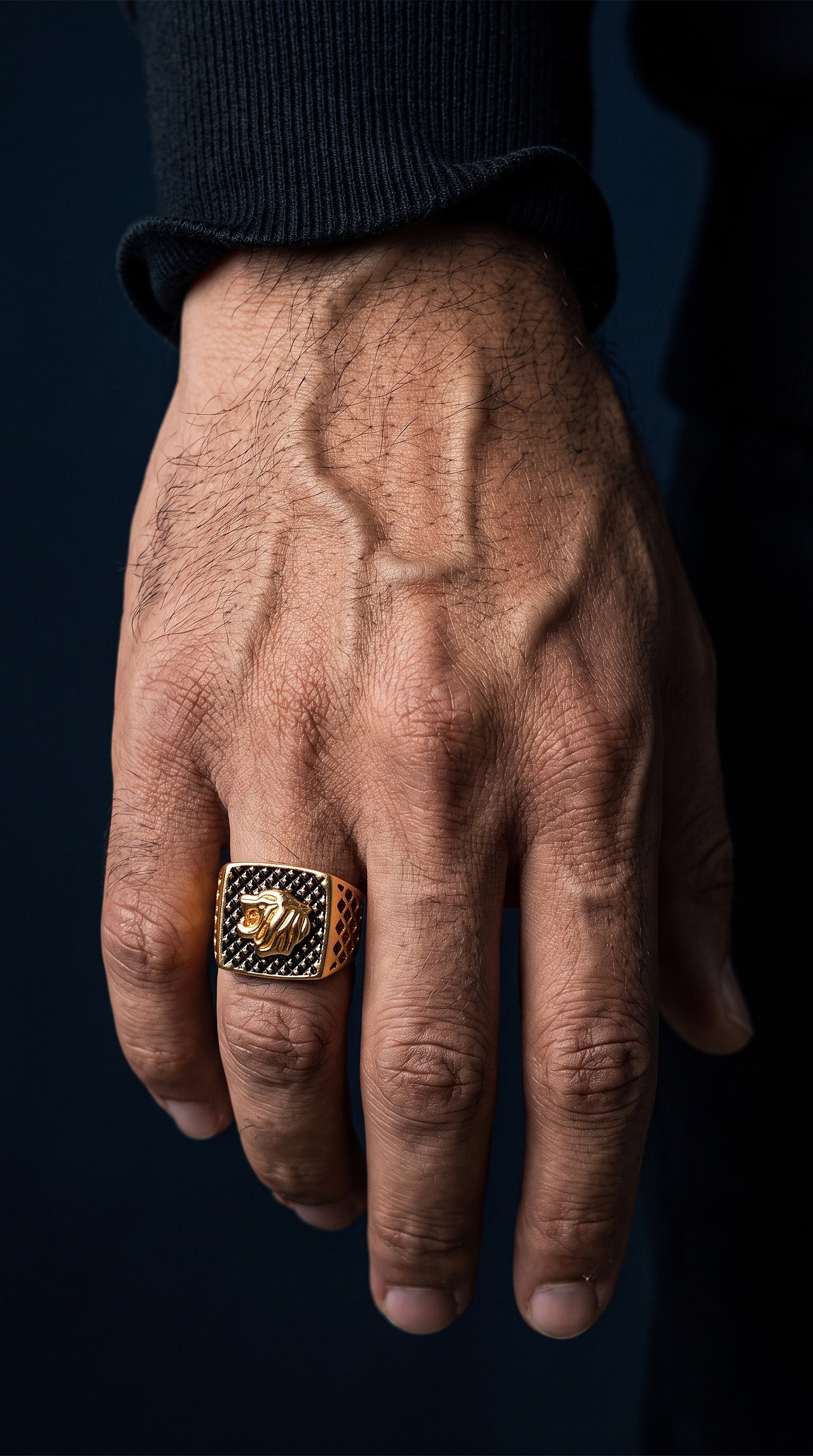 Roaring Tiger 22K Gold Men's Signet Ring