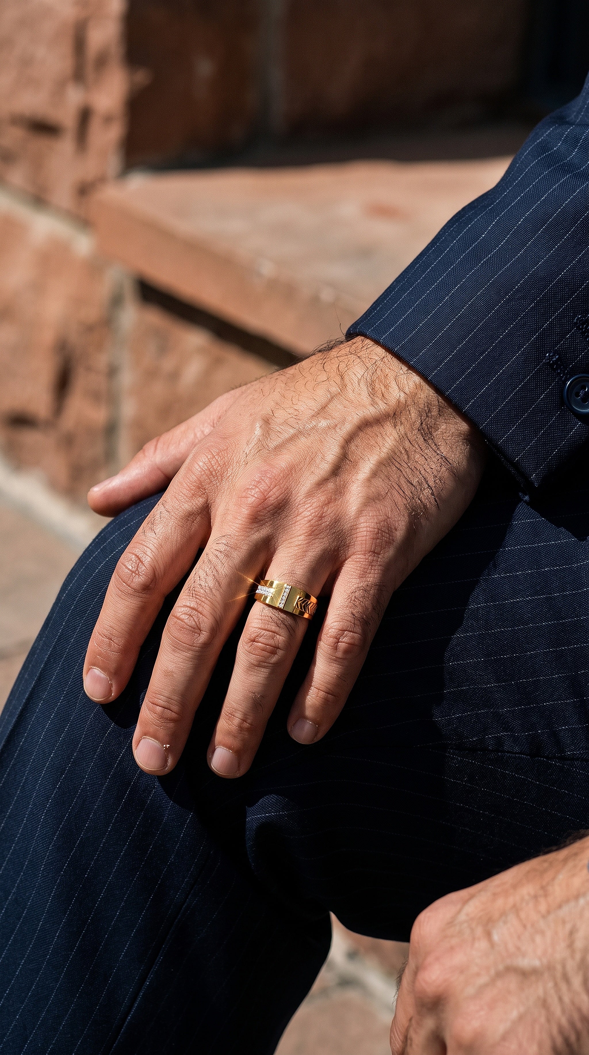 Matte Horizon Band 22K Gold Men's Ring