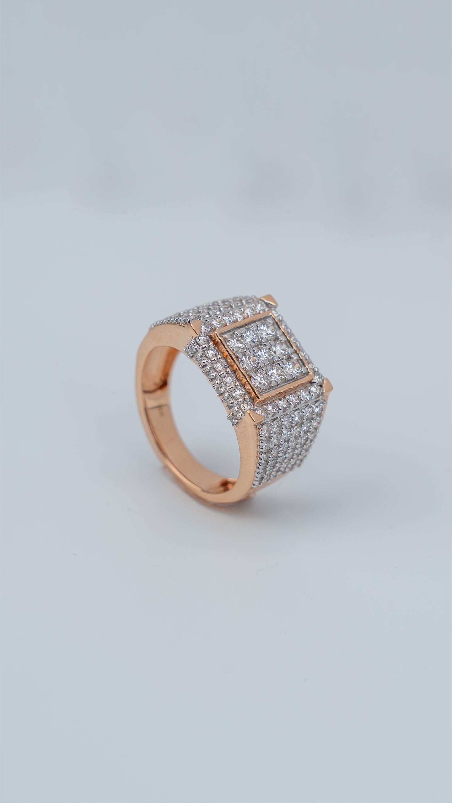 Square Glazier Zenith 18K Rose Gold Diamond Ring