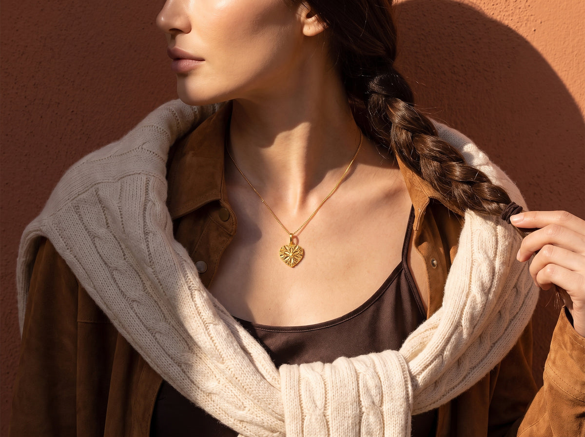 Floret Heart 22K Gold Pendant