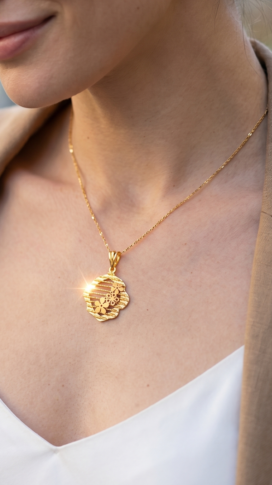Summer Zen Filigree 22K Gold Pendant