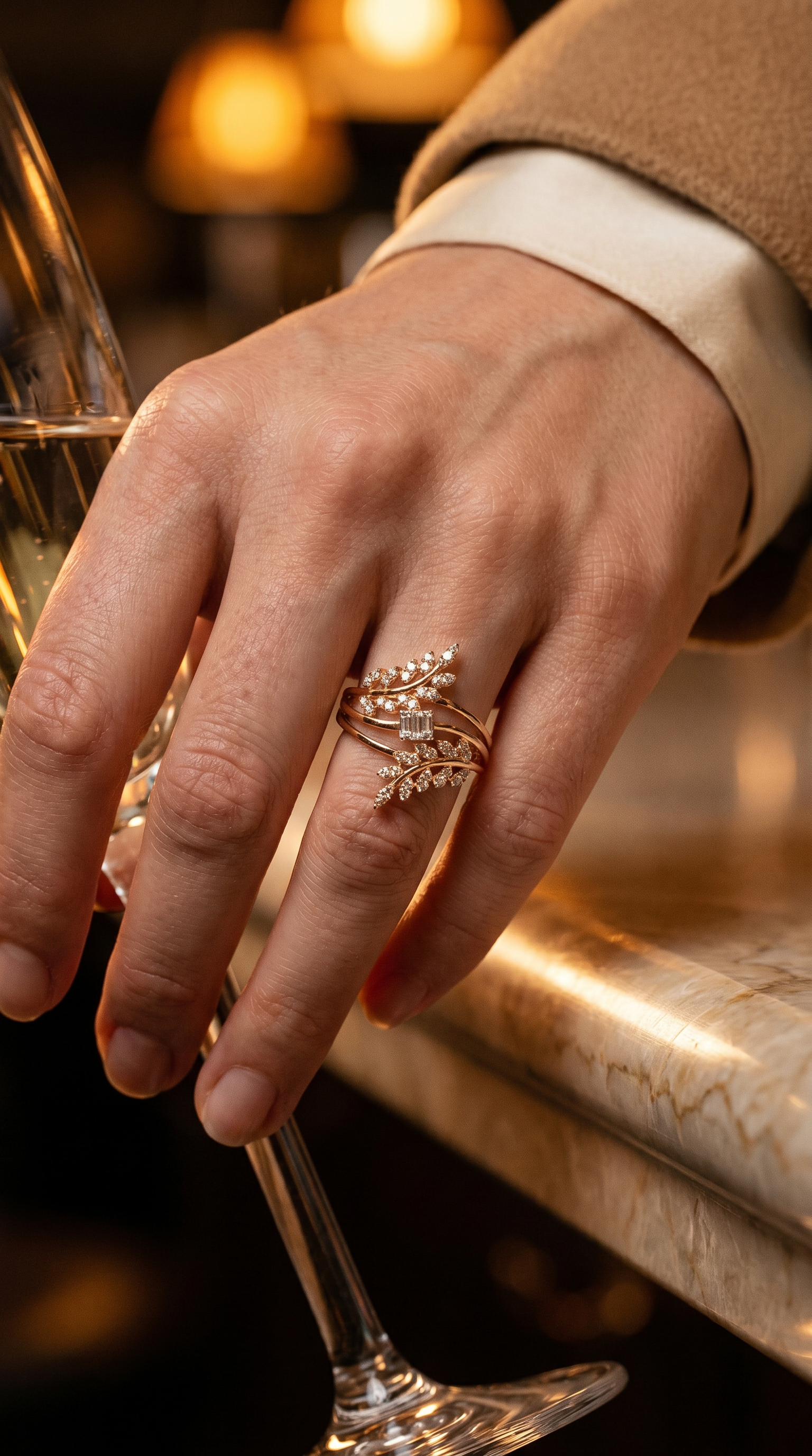 Leafy Radiance 18k Floral Ring