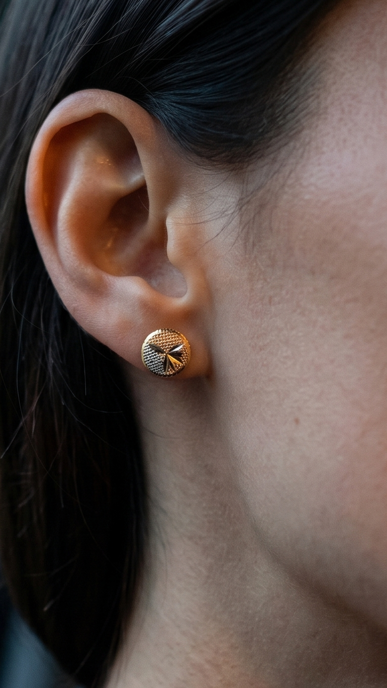Three Tone Orbit Geometric 18K Stud Earrings