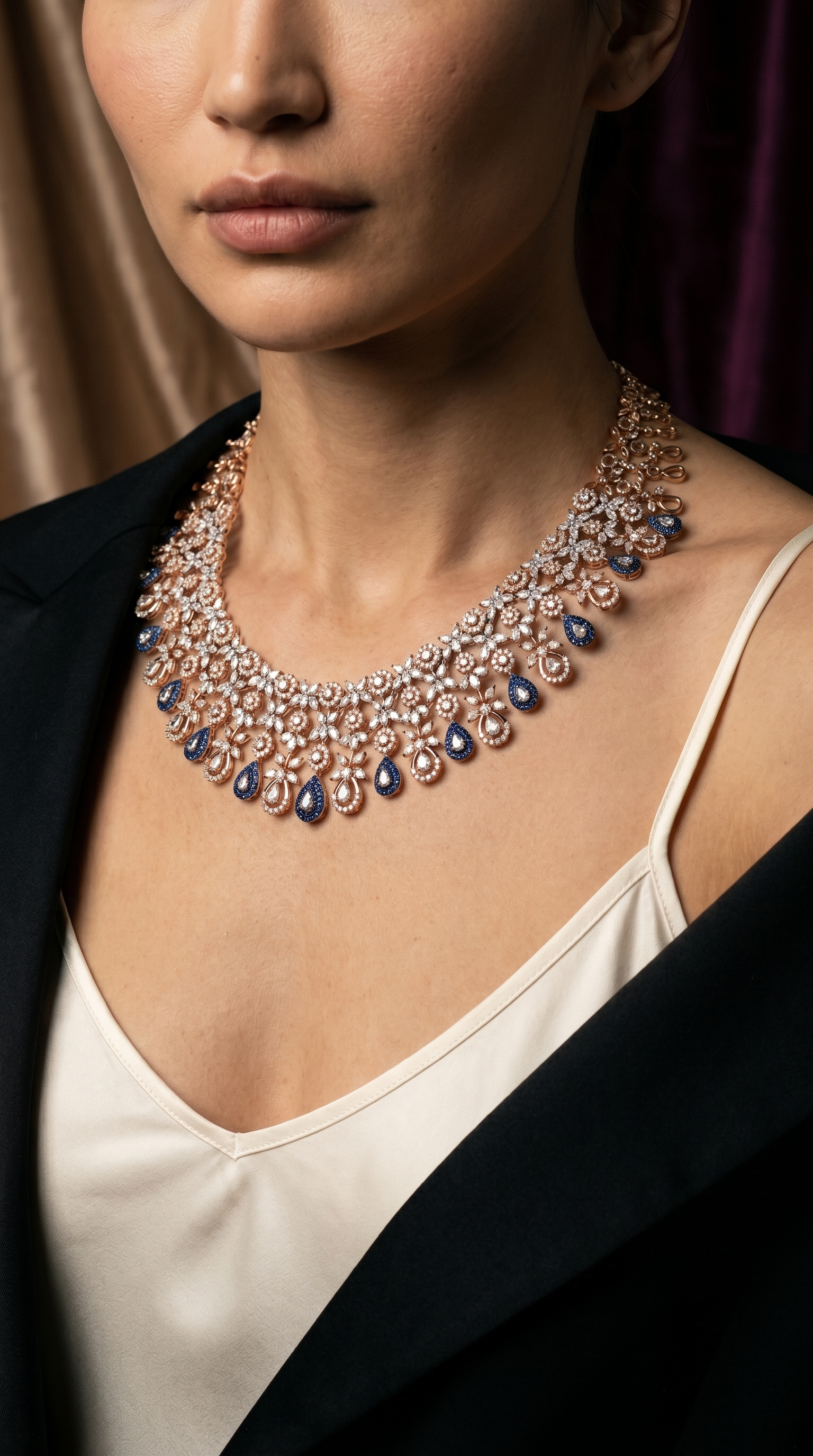 Royal Indigo Diamond Necklace in 14K Gold