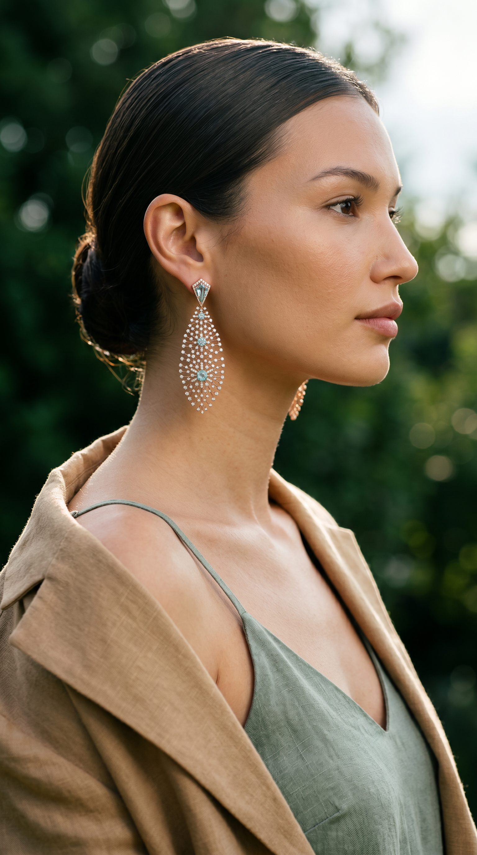 Seafoam Stardust Diamond Chandelier Earrings in 18K Gold